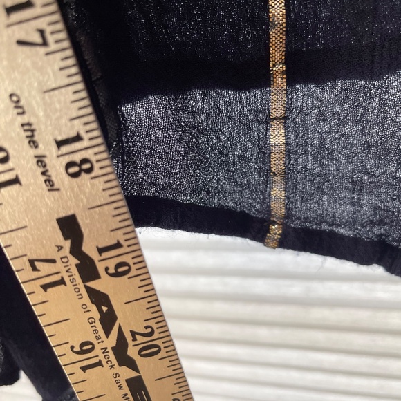 Anthropologie Floreat Women Emelyn Blouse Flutter Sleeve Top Silver Stripe Navy - Picture 2 of 8